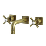 Millennium KS6123ZX Two-Handle 3-Hole Wall Mount Bathroom Faucet, Antique Brass