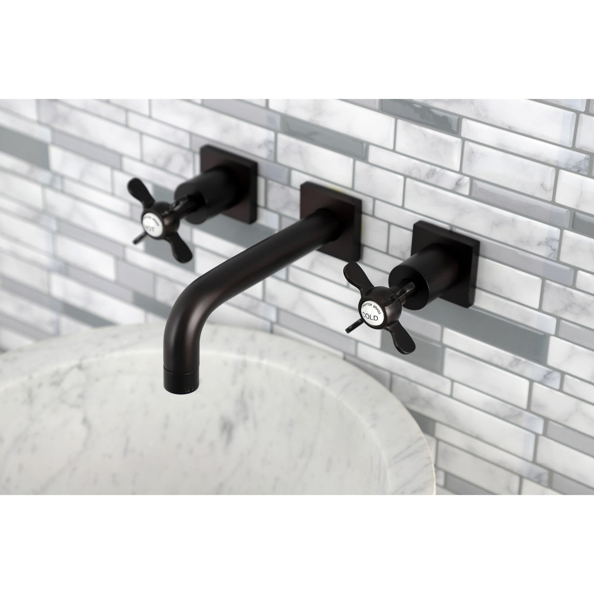 Essex KS6125BEX Two-Handle 3-Hole Wall Mount Bathroom Faucet, Oil Rubbed Bronze