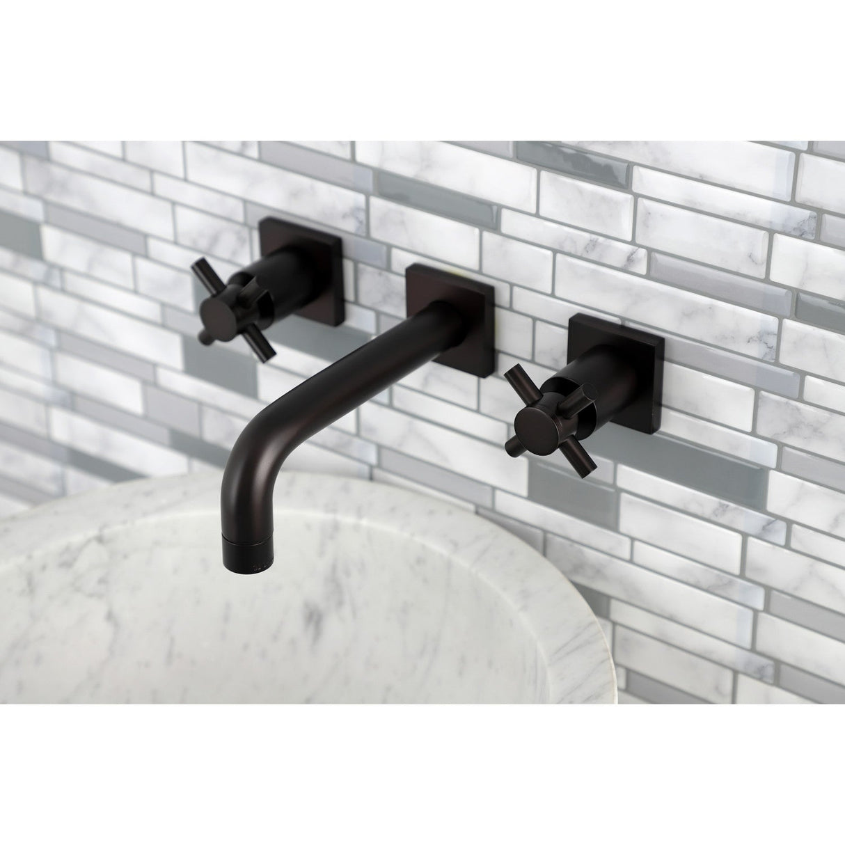 Concord KS6125DX Two-Handle 3-Hole Wall Mount Bathroom Faucet, Oil Rubbed Bronze