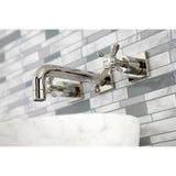 Essex KS6126BEX Two-Handle 3-Hole Wall Mount Bathroom Faucet, Polished Nickel