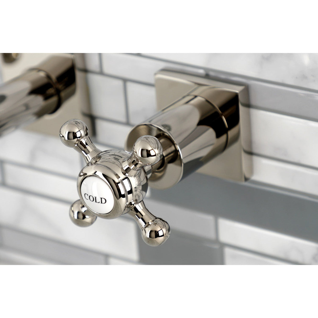 Metropolitan KS6126BX Two-Handle 3-Hole Wall Mount Bathroom Faucet, Polished Nickel