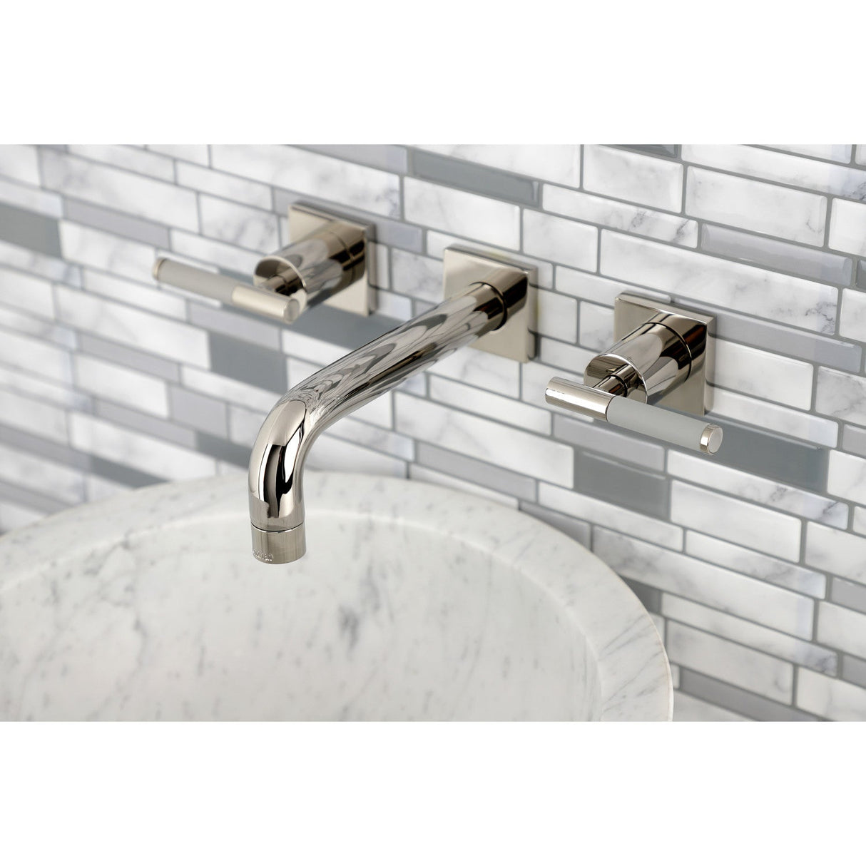 Kaiser KS6126CKL Two-Handle 3-Hole Wall Mount Bathroom Faucet, Polished Nickel