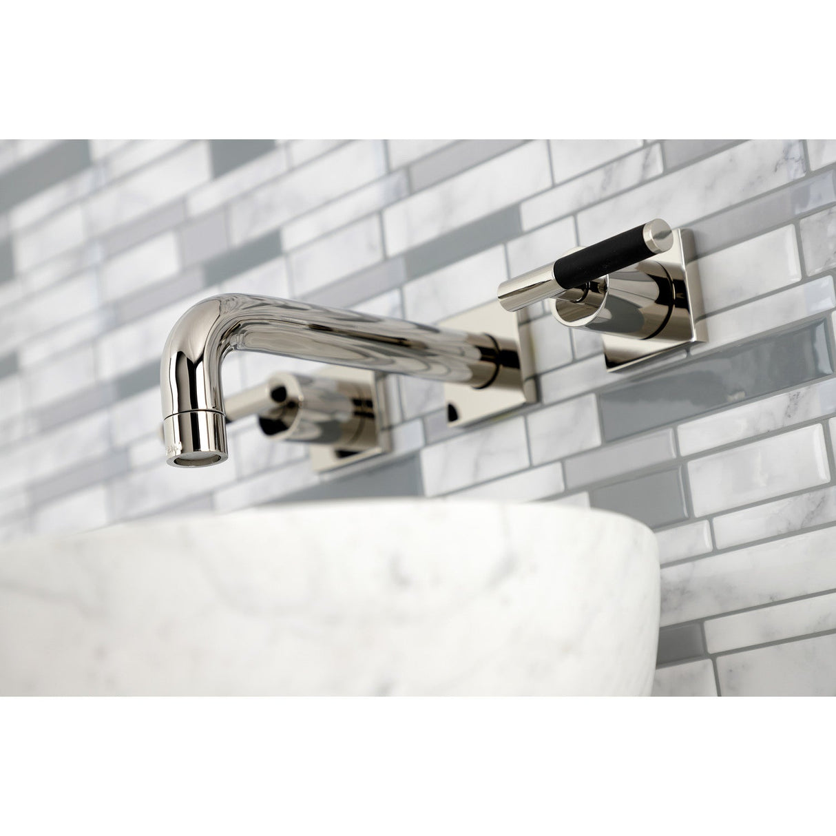 Kaiser KS6126CKL Two-Handle 3-Hole Wall Mount Bathroom Faucet, Polished Nickel