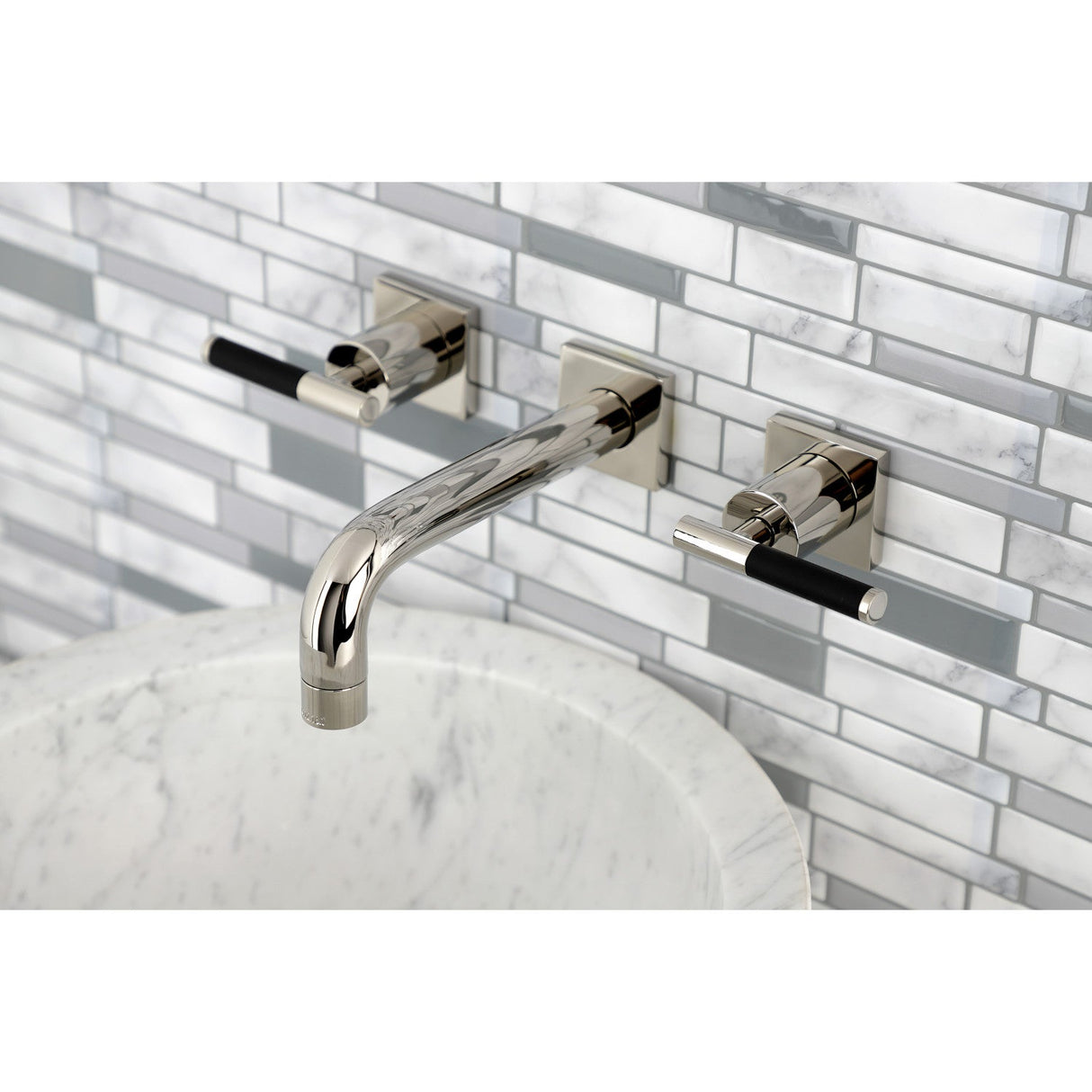 Kaiser KS6126CKL Two-Handle 3-Hole Wall Mount Bathroom Faucet, Polished Nickel
