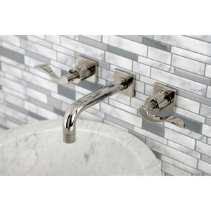 NuWave KS6126DFL Two-Handle 3-Hole Wall Mount Bathroom Faucet, Polished Nickel