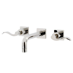 NuWave KS6126DFL Two-Handle 3-Hole Wall Mount Bathroom Faucet, Polished Nickel