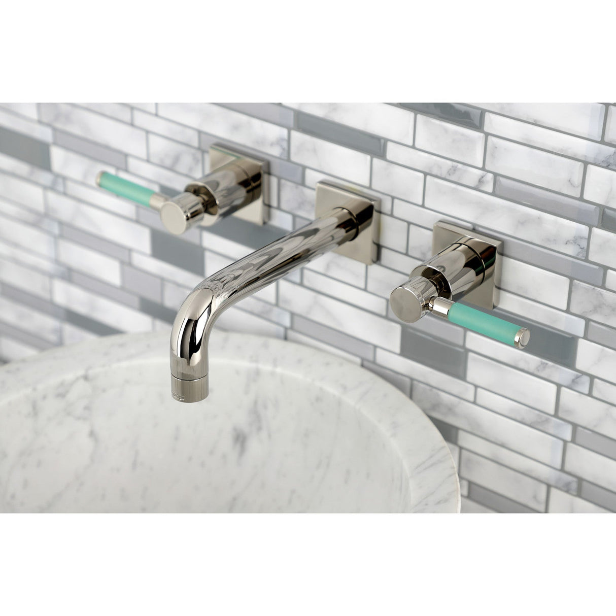 Kaiser KS6126DKL Two-Handle 3-Hole Wall Mount Bathroom Faucet, Polished Nickel
