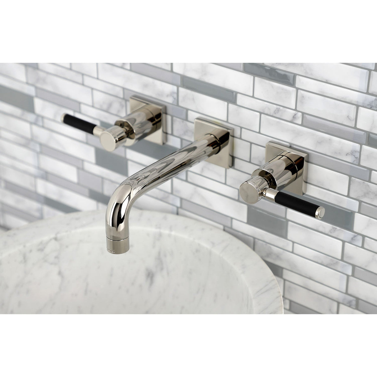 Kaiser KS6126DKL Two-Handle 3-Hole Wall Mount Bathroom Faucet, Polished Nickel
