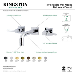 Concord KS6126DL Two-Handle 3-Hole Wall Mount Bathroom Faucet, Polished Nickel