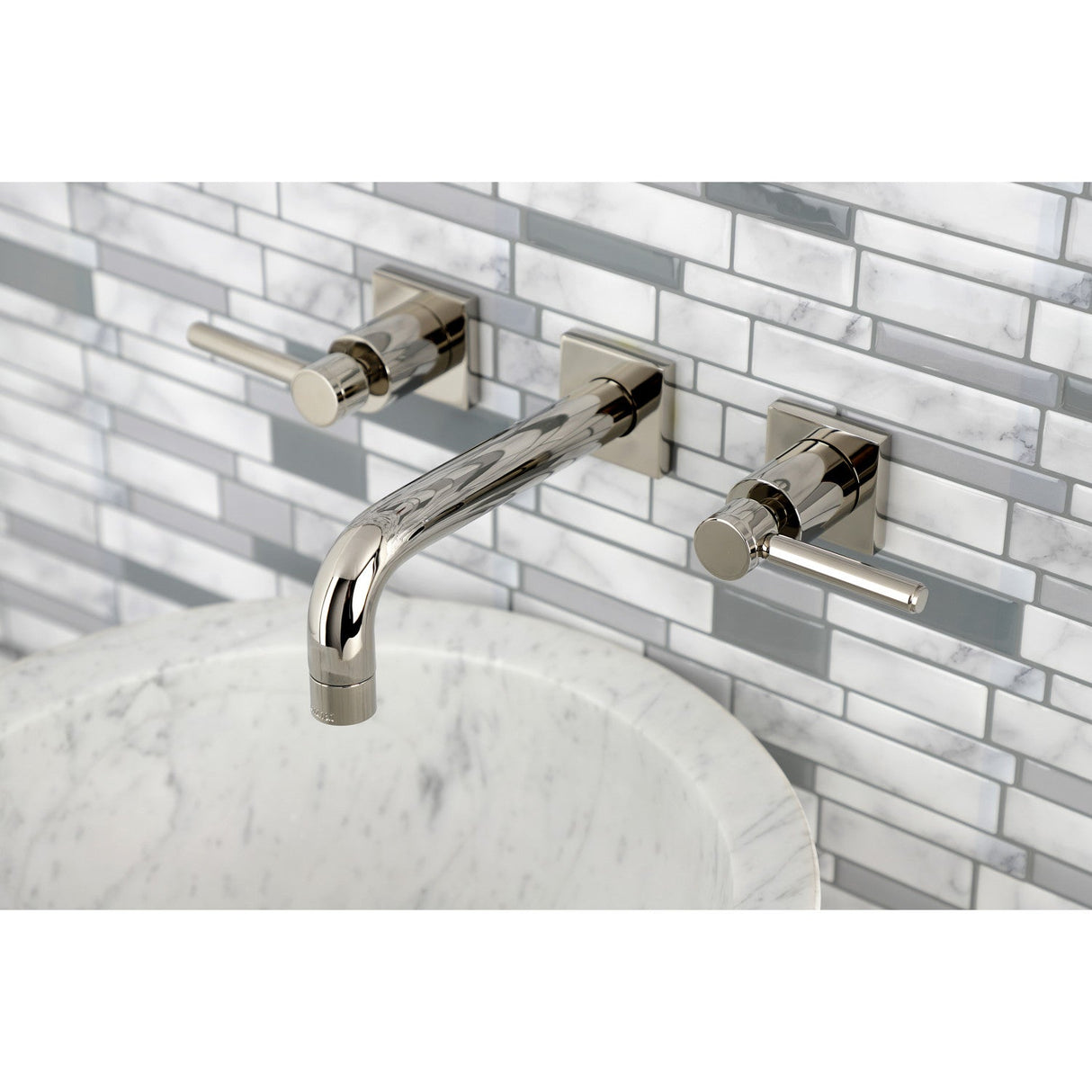 Concord KS6126DL Two-Handle 3-Hole Wall Mount Bathroom Faucet, Polished Nickel