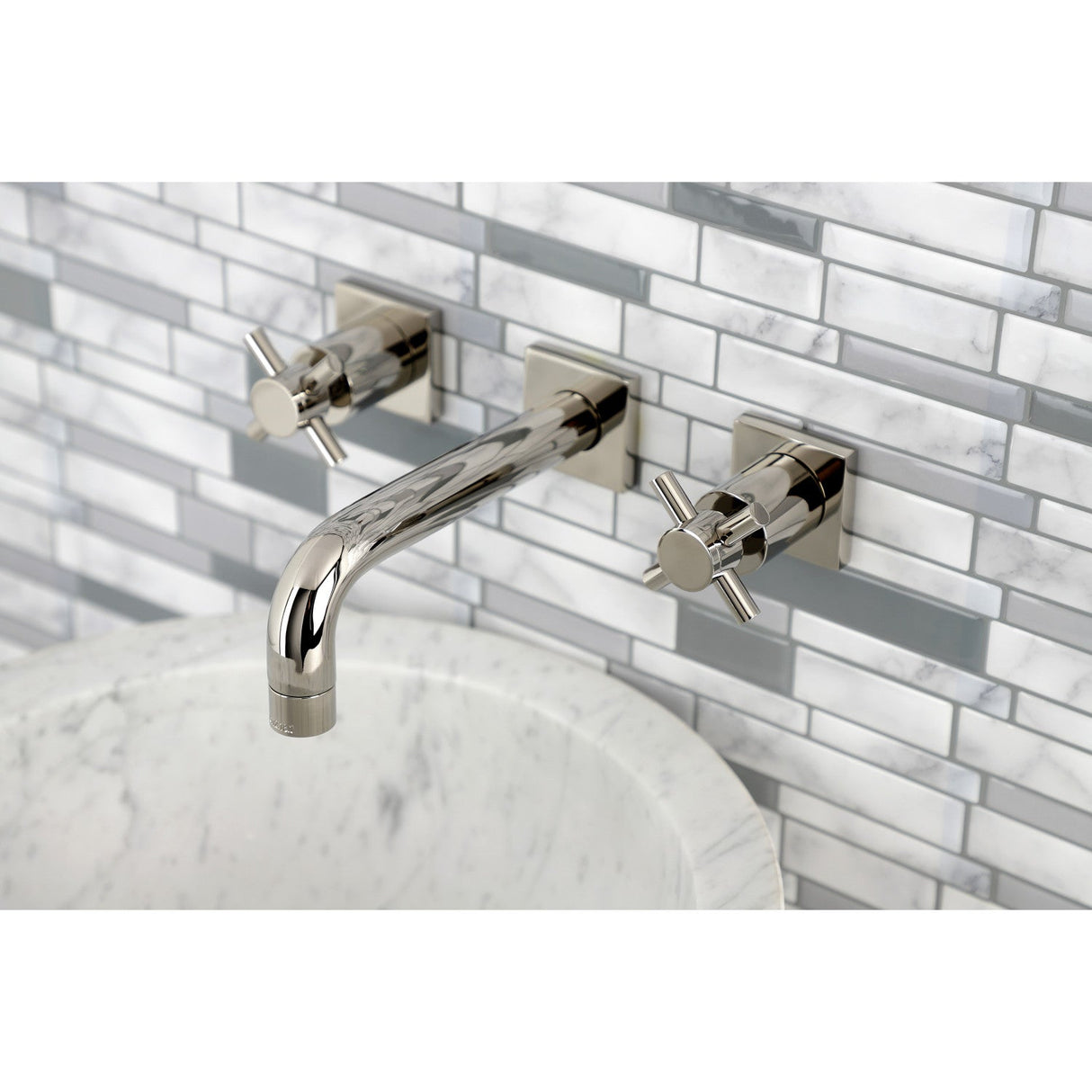 Concord KS6126DX Two-Handle 3-Hole Wall Mount Bathroom Faucet, Polished Nickel