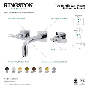 Milano KS6126ML Two-Handle 3-Hole Wall Mount Bathroom Faucet, Polished Nickel