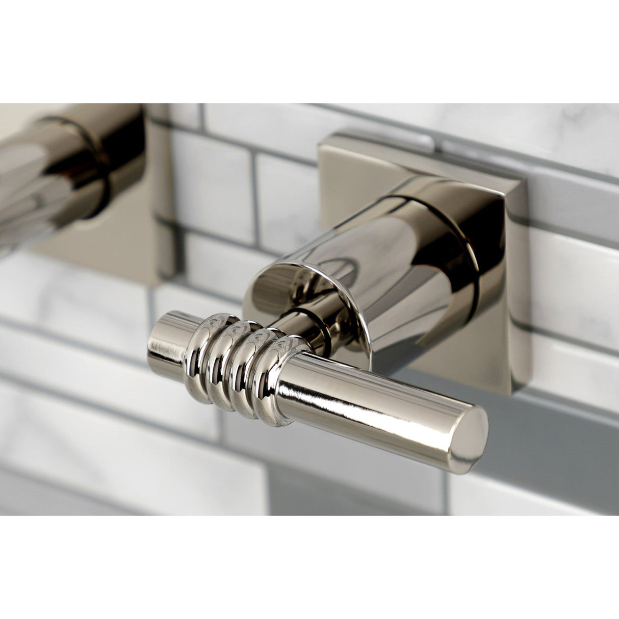 Milano KS6126ML Two-Handle 3-Hole Wall Mount Bathroom Faucet, Polished Nickel