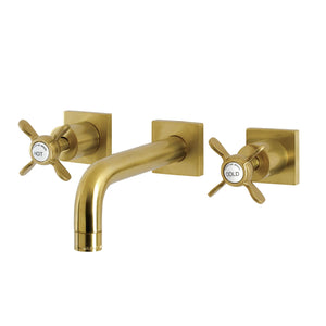 Essex KS6127BEX Two-Handle 3-Hole Wall Mount Bathroom Faucet, Brushed Brass