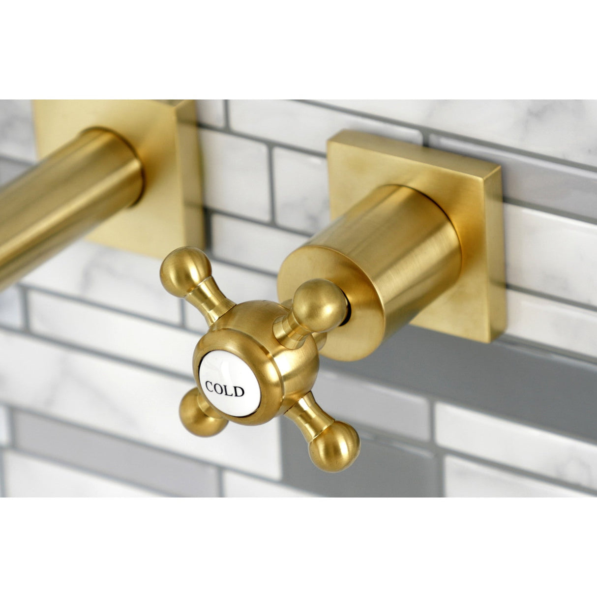 Metropolitan KS6127BX Two-Handle 3-Hole Wall Mount Bathroom Faucet, Brushed Brass