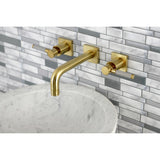 Kaiser KS6127CKL Two-Handle 3-Hole Wall Mount Bathroom Faucet, Brushed Brass