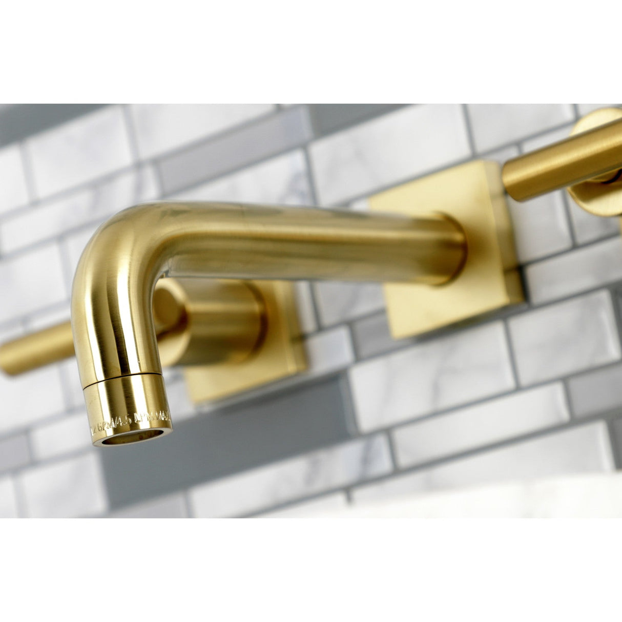 Manhattan KS6127CML Two-Handle 3-Hole Wall Mount Bathroom Faucet, Brushed Brass