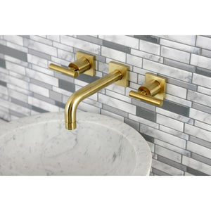 Manhattan KS6127CML Two-Handle 3-Hole Wall Mount Bathroom Faucet, Brushed Brass