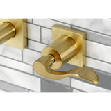 NuWave KS6127DFL Two-Handle 3-Hole Wall Mount Bathroom Faucet, Brushed Brass