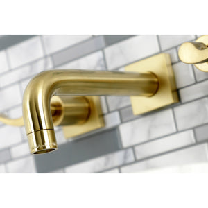 NuWave KS6127DFL Two-Handle 3-Hole Wall Mount Bathroom Faucet, Brushed Brass