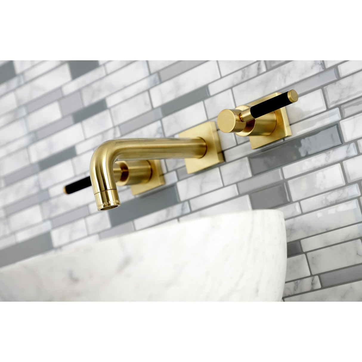 Kaiser KS6127DKL Two-Handle 3-Hole Wall Mount Bathroom Faucet, Brushed Brass