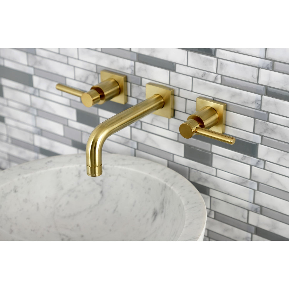 Concord KS6127DL Two-Handle 3-Hole Wall Mount Bathroom Faucet, Brushed Brass