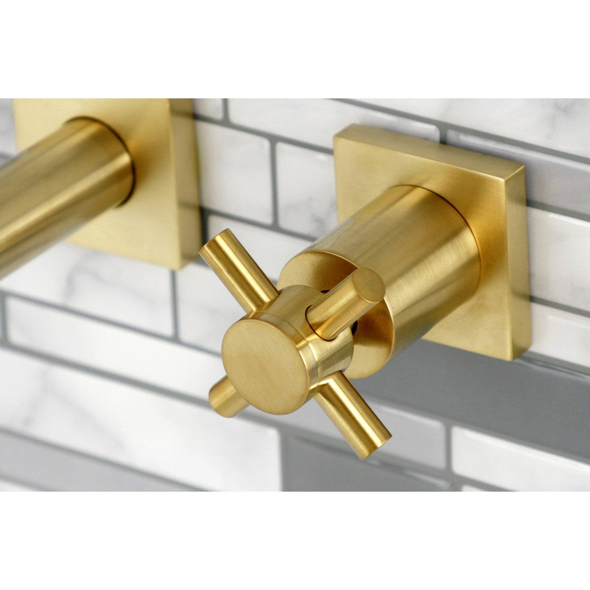 Concord KS6127DX Two-Handle 3-Hole Wall Mount Bathroom Faucet, Brushed Brass