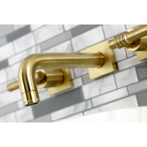 Milano KS6127ML Two-Handle 3-Hole Wall Mount Bathroom Faucet, Brushed Brass