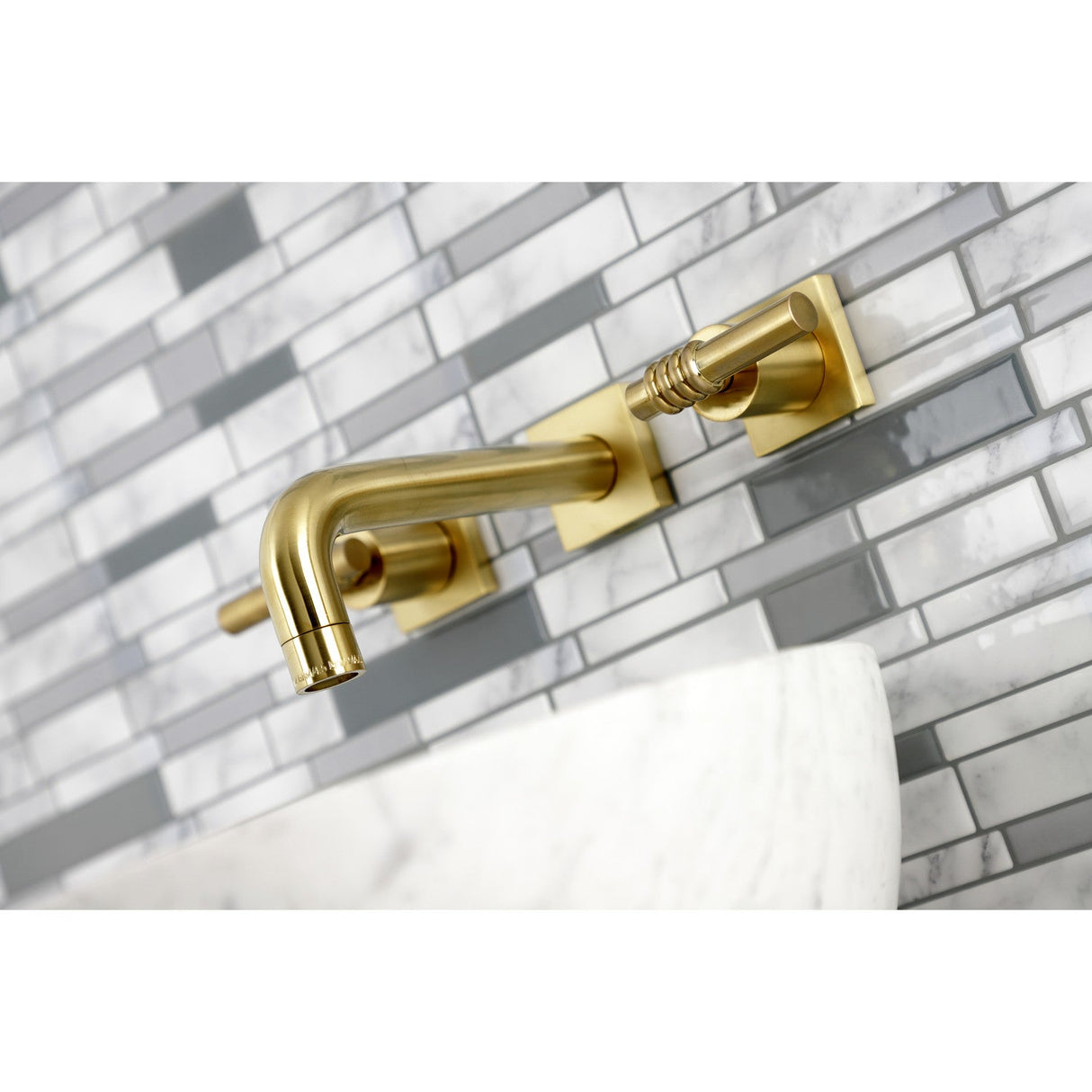 Milano KS6127ML Two-Handle 3-Hole Wall Mount Bathroom Faucet, Brushed Brass