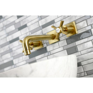 Millennium KS6127ZX Two-Handle 3-Hole Wall Mount Bathroom Faucet, Brushed Brass