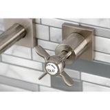 Essex KS6128BEX Two-Handle 3-Hole Wall Mount Bathroom Faucet, Brushed Nickel