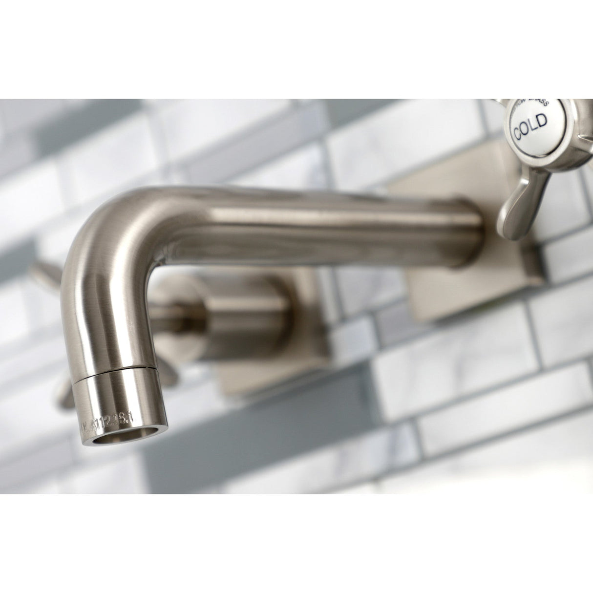 Essex KS6128BEX Two-Handle 3-Hole Wall Mount Bathroom Faucet, Brushed Nickel