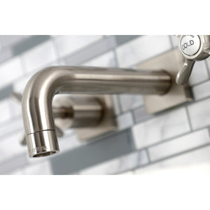 Essex KS6128BEX Two-Handle 3-Hole Wall Mount Bathroom Faucet, Brushed Nickel