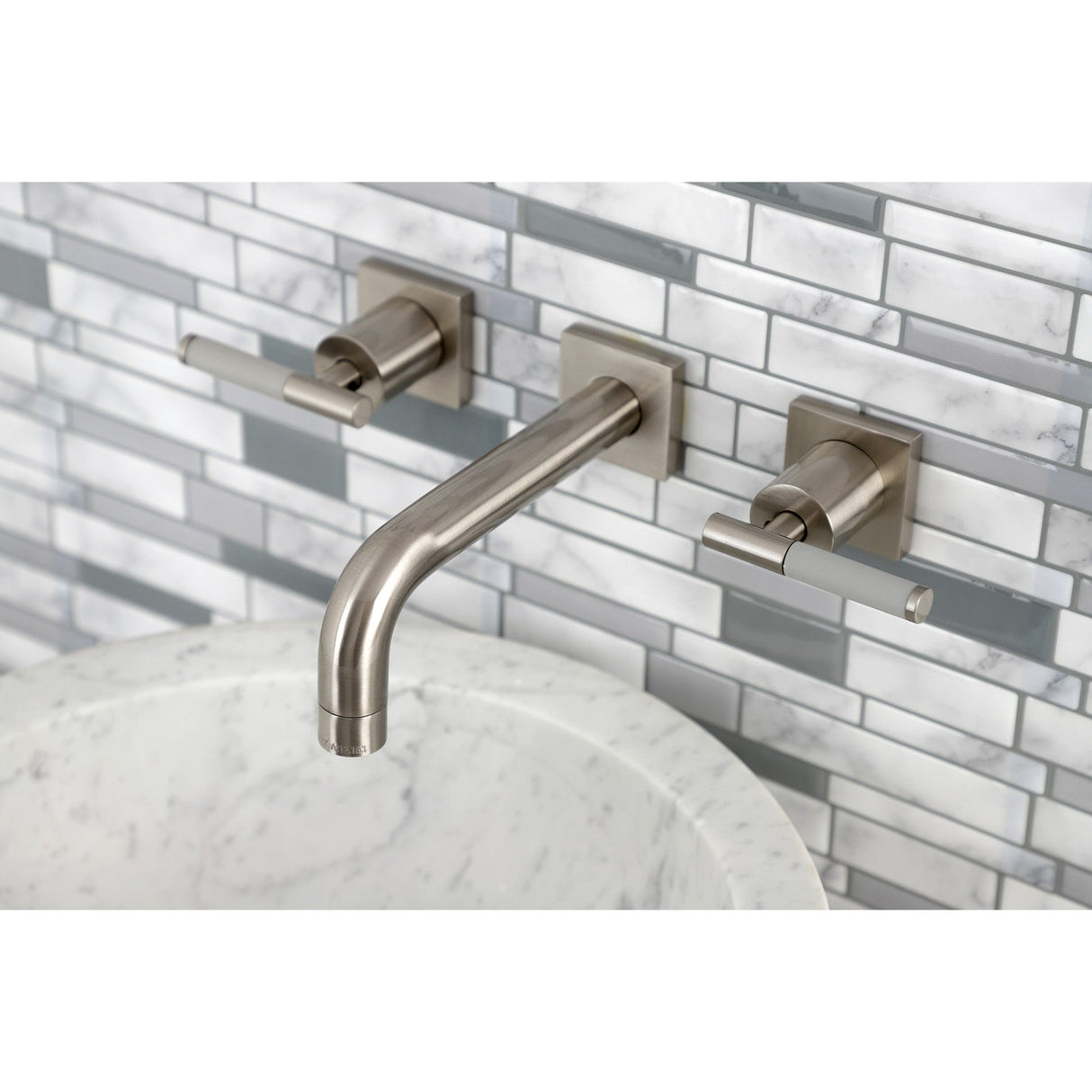 Kaiser KS6128CKL Two-Handle 3-Hole Wall Mount Bathroom Faucet, Brushed Nickel
