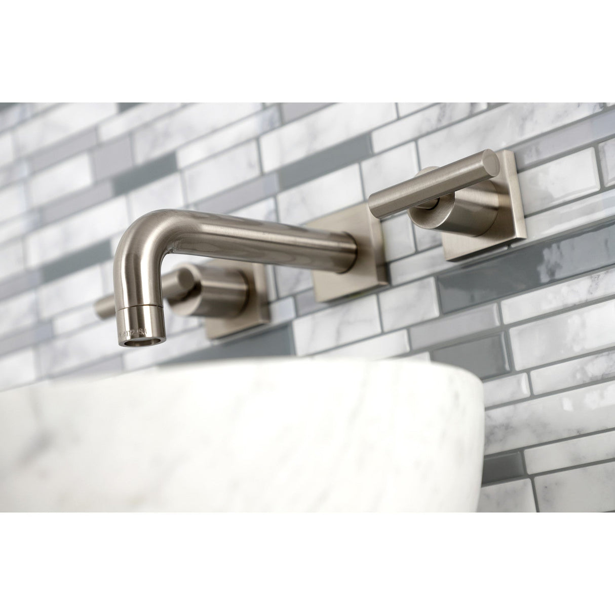 Manhattan KS6128CML Two-Handle 3-Hole Wall Mount Bathroom Faucet, Brushed Nickel
