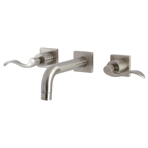 NuWave KS6128DFL Two-Handle 3-Hole Wall Mount Bathroom Faucet, Brushed Nickel