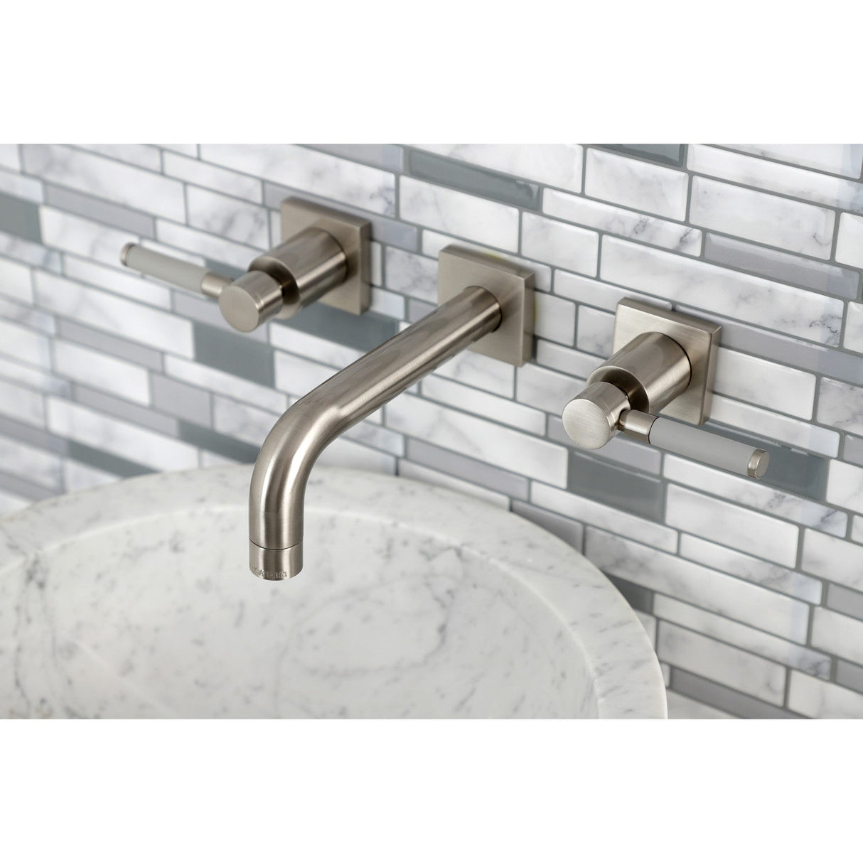 Kaiser KS6128DKL Two-Handle 3-Hole Wall Mount Bathroom Faucet, Brushed Nickel