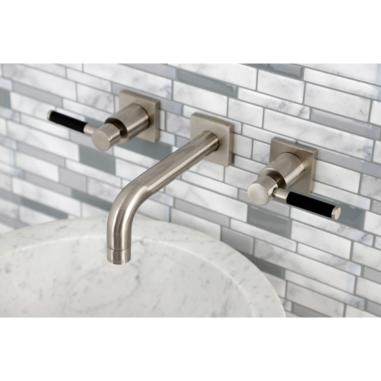 Kaiser KS6128DKL Two-Handle 3-Hole Wall Mount Bathroom Faucet, Brushed Nickel