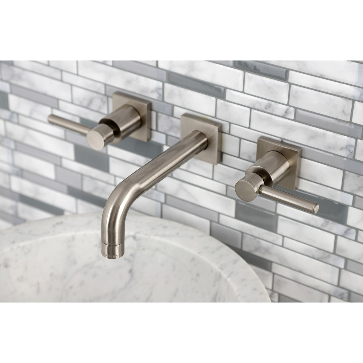 Concord KS6128DL Two-Handle 3-Hole Wall Mount Bathroom Faucet, Brushed Nickel