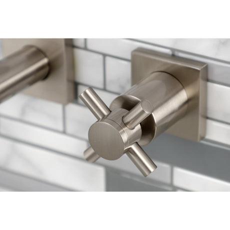 Concord KS6128DX Two-Handle 3-Hole Wall Mount Bathroom Faucet, Brushed Nickel