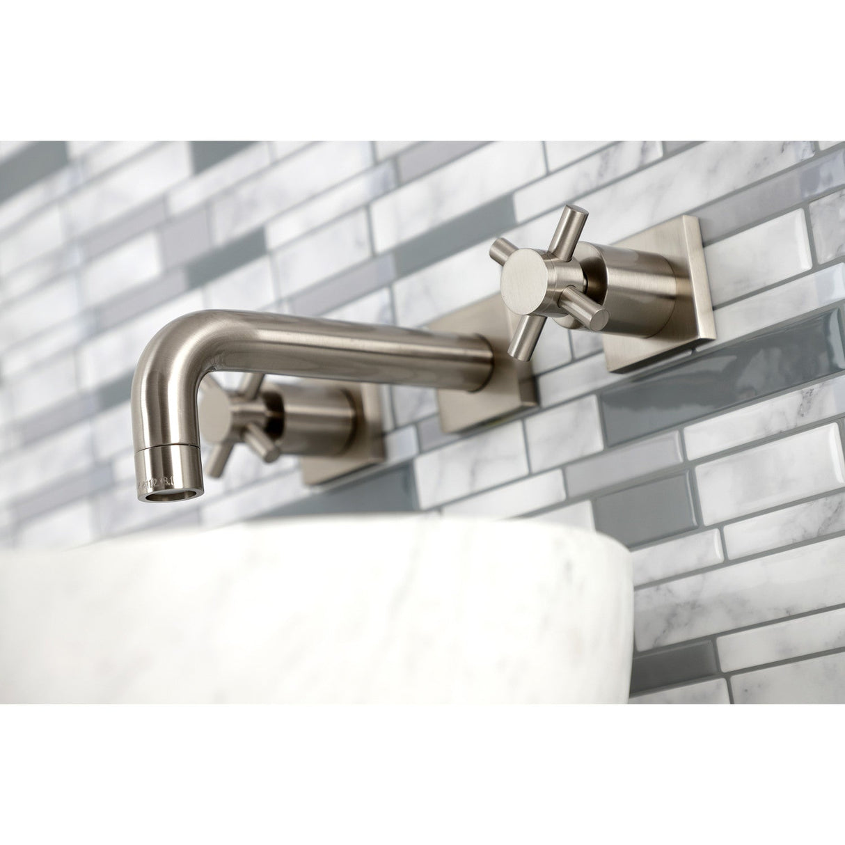 Concord KS6128DX Two-Handle 3-Hole Wall Mount Bathroom Faucet, Brushed Nickel