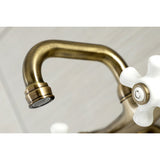 Kingston KS612AB Two-Handle 2-Hole Wall Mount Bar Faucet, Antique Brass