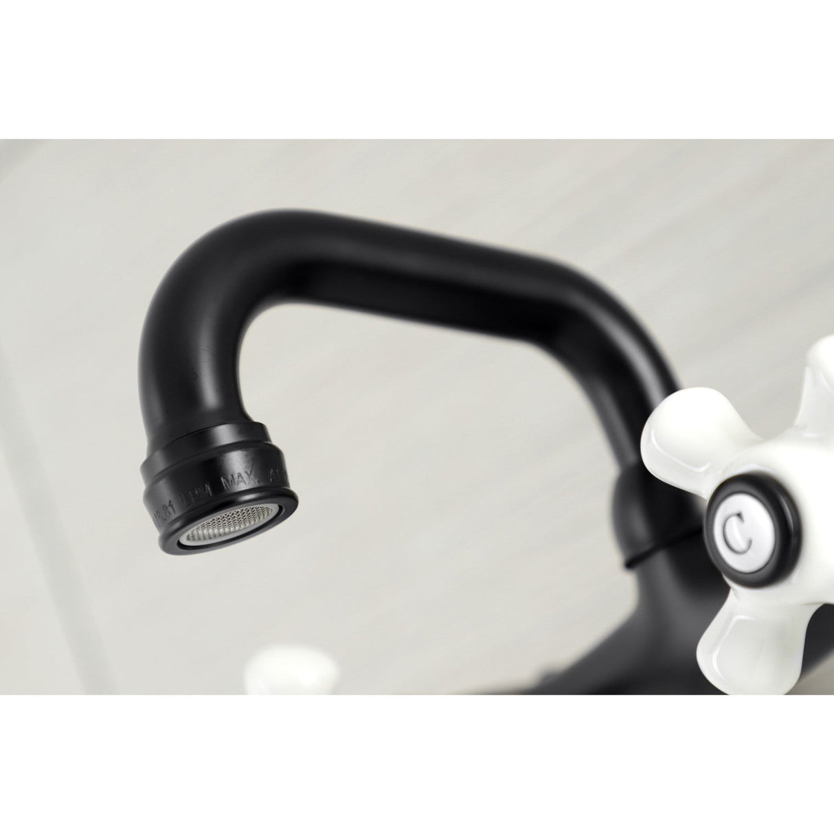 Kingston KS612MB Two-Handle 2-Hole Wall Mount Bar Faucet, Matte Black