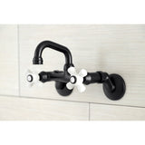 Kingston KS612MB Two-Handle 2-Hole Wall Mount Bar Faucet, Matte Black