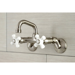 Kingston KS612SN Two-Handle 2-Hole Wall Mount Bar Faucet, Brushed Nickel