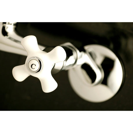 Kingston KS613C Two-Handle 2-Hole Wall Mount Kitchen Faucet, Polished Chrome