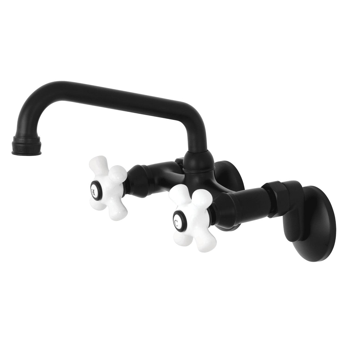 Kingston KS613MB Two-Handle 2-Hole Wall Mount Kitchen Faucet, Matte Black