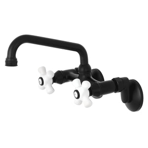 Kingston KS613MB Two-Handle 2-Hole Wall Mount Kitchen Faucet, Matte Black