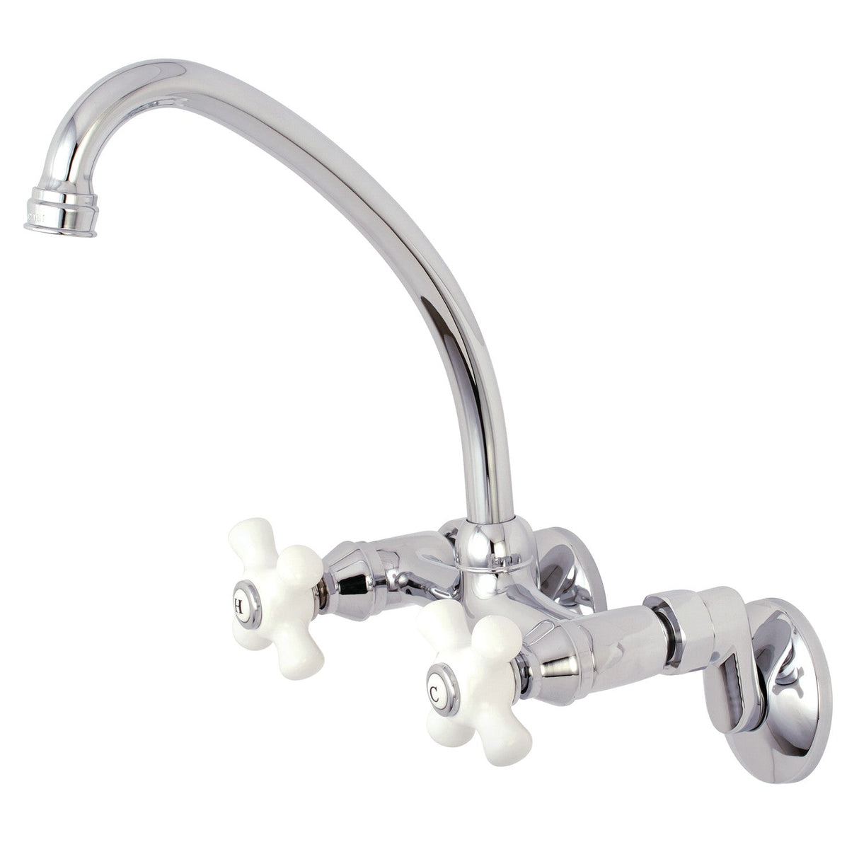 Kingston KS614C Two-Handle 2-Hole Wall Mount Kitchen Faucet, Polished Chrome