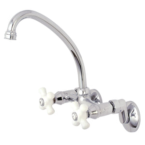 Kingston KS614C Two-Handle 2-Hole Wall Mount Kitchen Faucet, Polished Chrome